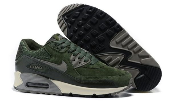 Nike Air Max 90 замша зеленые с серым (35-44)