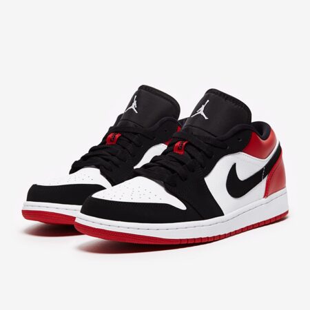 Nike Air Jordan 1 Low черно-белые-красные кожа-нубук мужские (40-44)