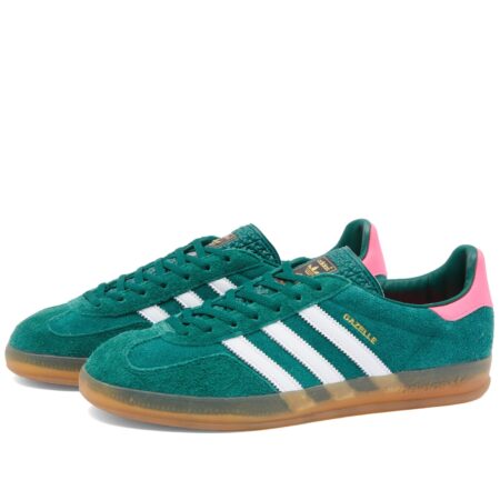 Adidas Gazelle Indoor зелёные с белым и розовым замшевые женские (36-40)