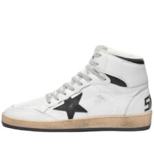 Зимние Golden Goose Sky Star с мехом белые с черным кожаные женские (35-39)